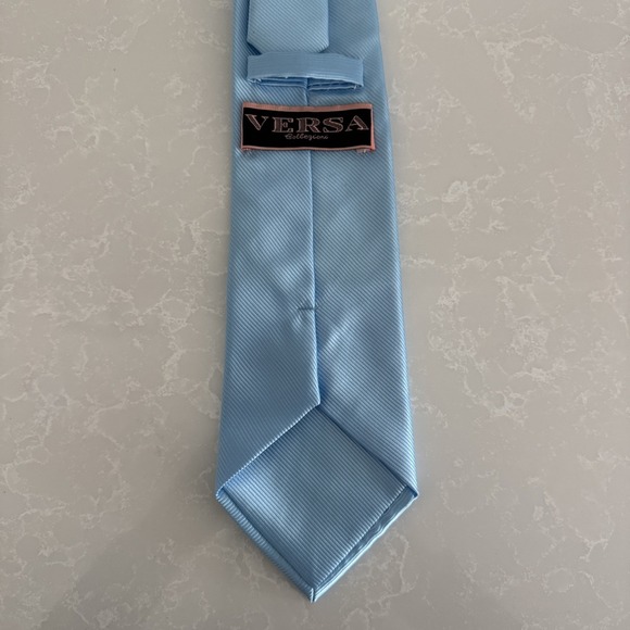 Versa Collezioni 100% Silk Solid Baby  Blue Neck Tie - Picture 3 of 6